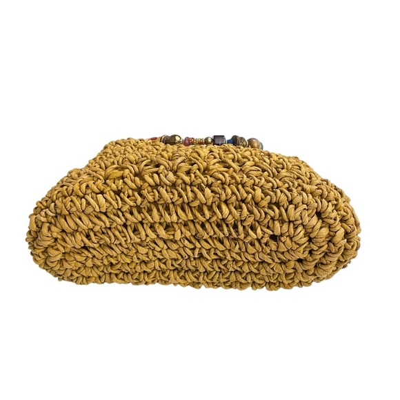 Cappelli straw beaded handle summer spring bag purse handbag tote Vintage - Picture 6 of 13